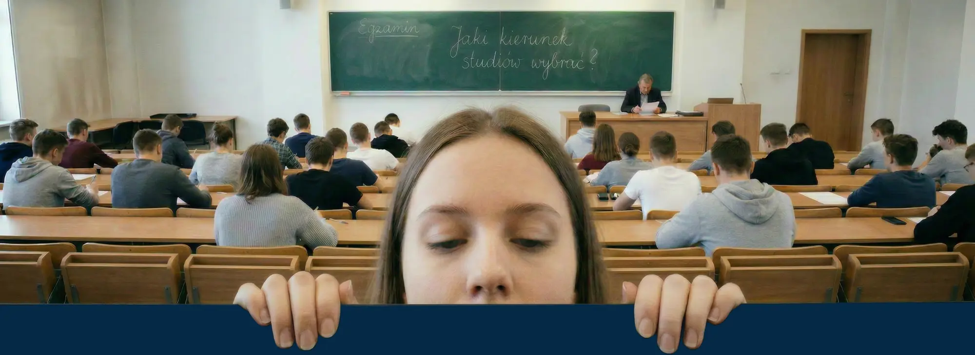 Maturzystka zastanawiająca się jaki kierunek studiów wybrać